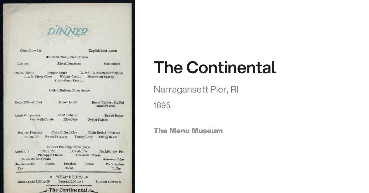 The Continental (1895) · The Menu Museum